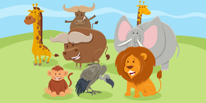 Barevné zvíře pro děti vinylový koberec se zvířecím potiskem - TenStickers