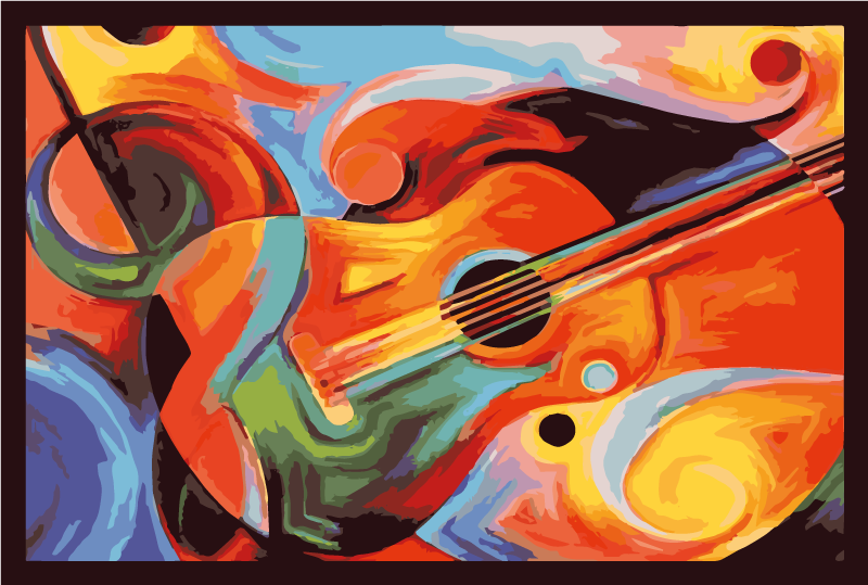 Barevný kytarový vinylový koberec moderního umění - TenStickers