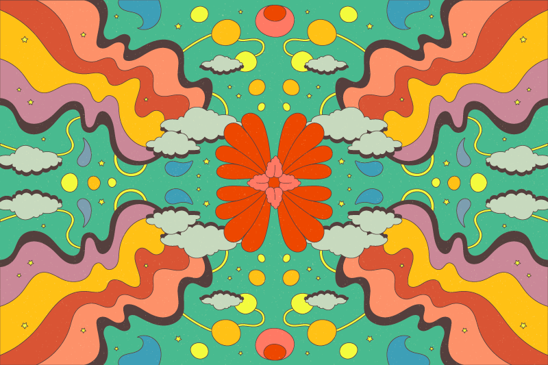 Psychedelický vinylový koberec moderního umění - TenStickers