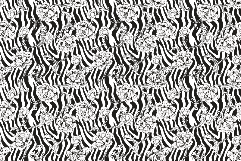 Vinylový koberec zebra a květiny se zvířecím potiskem - TenStickers