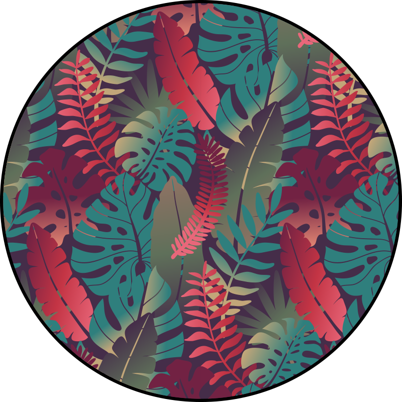 Kruhový květinový exotický vinylový koberec - TenStickers