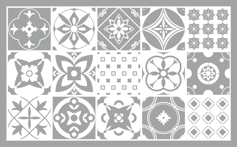 šedá elegantní Vinylový koberec s efektem dlaždic - TenStickers