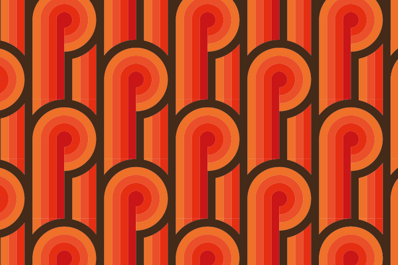 Vintage koberec ze 70. Let s oranžovým uzlem - TenStickers