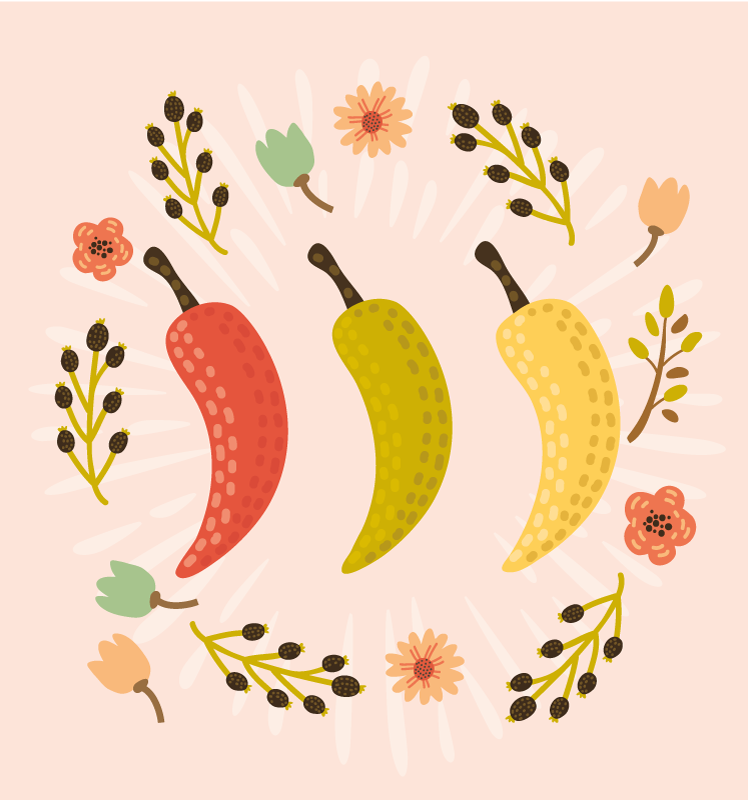 Vintage chilli peper kuchyňské podlahové dlaždice - TenStickers