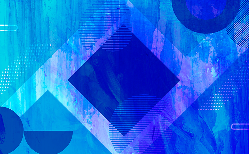 Modré geometrické motivy Minimalistický vinylový koberec - TenStickers