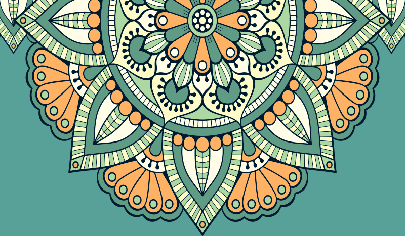 Napůl květinový motiv Mandala vinylový koberec - TenStickers