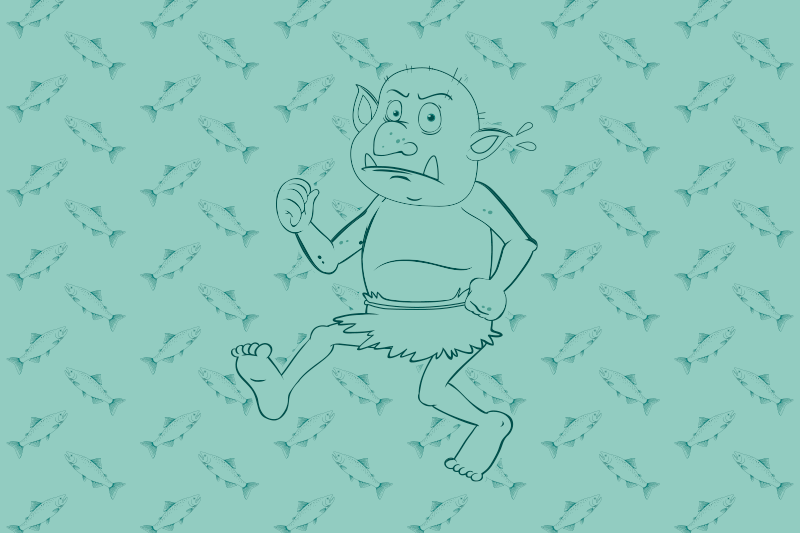 Norský troll drží lososí etnický koberec - TenStickers