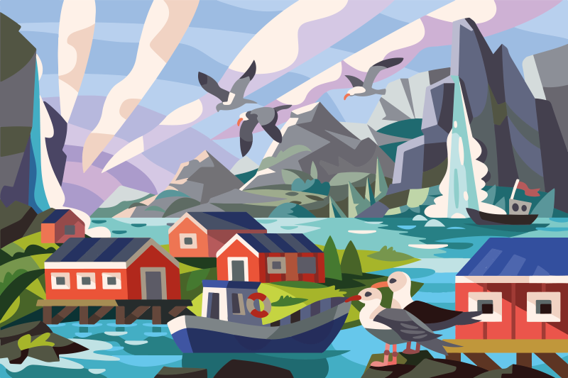 Norské pobřeží Přírodní vinylový koberec - TenStickers