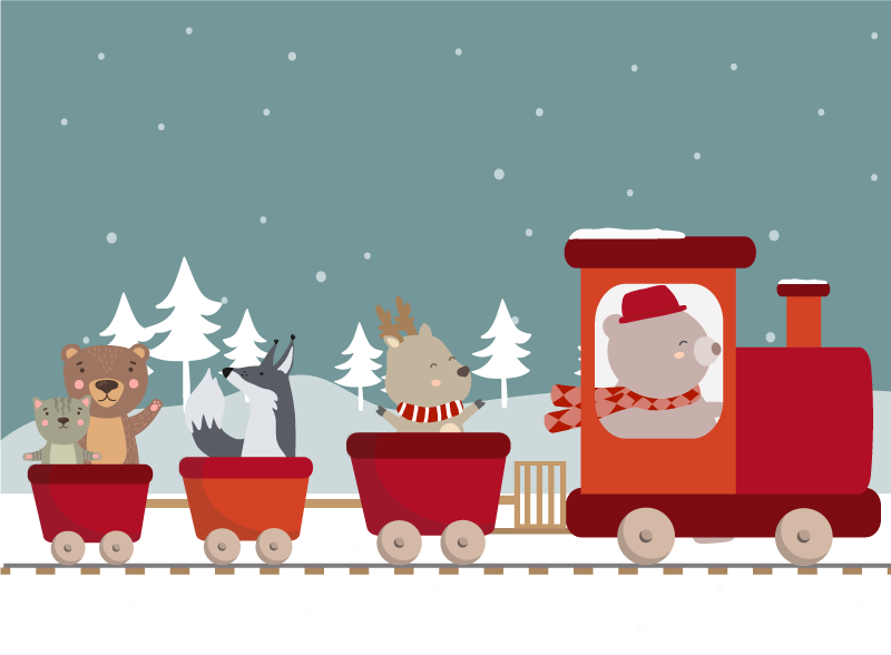 Dobrodružství se zvířecím vlakem Ostatní Vinylový koberec - TenStickers