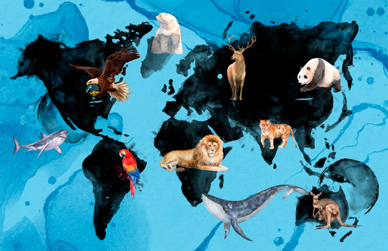 Modrá a černá divoká zvěř Ostatní Vinylový koberec - TenStickers