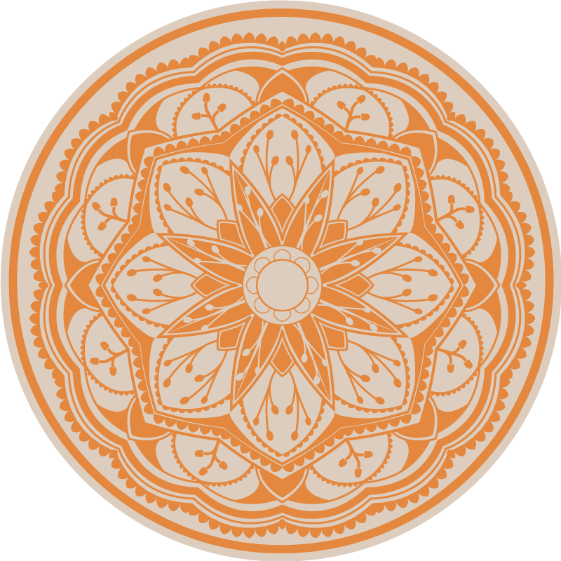 Velký tisk na béžovém kruhu mandala vinylový koberec - TenStickers