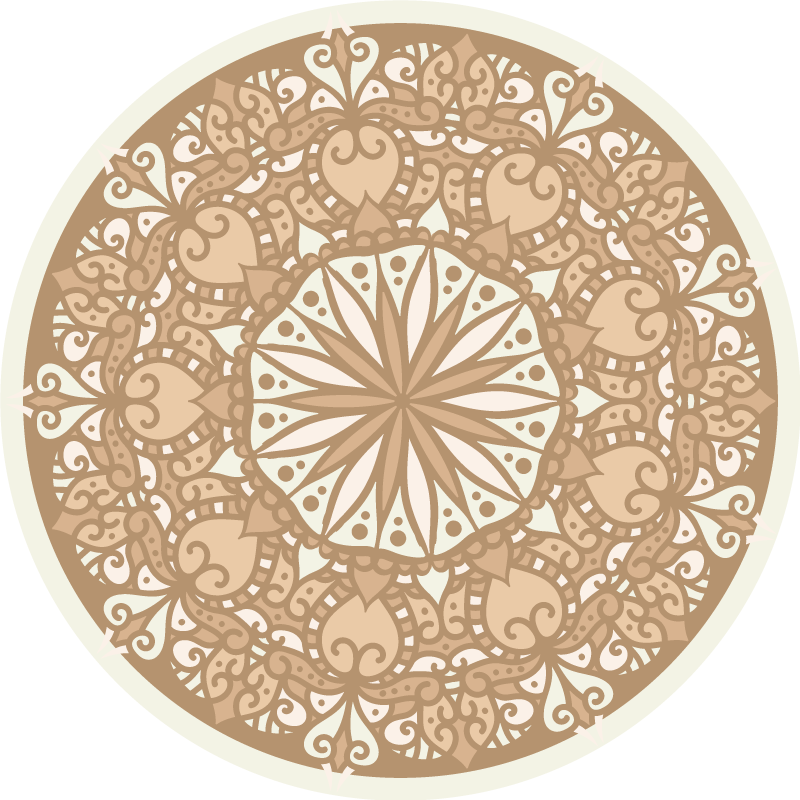 Béžový stylový kruhový design Mandala vinylový koberec - TenStickers
