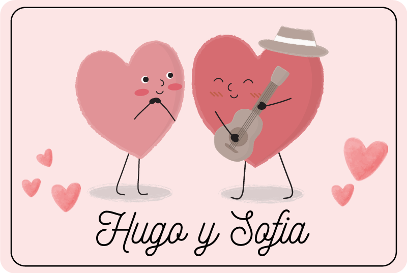 Pár srdcí osobní vinylový koberec - TenStickers