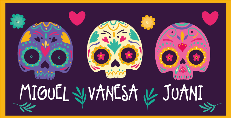 Mexické lebky osobní vinylový koberec - TenStickers