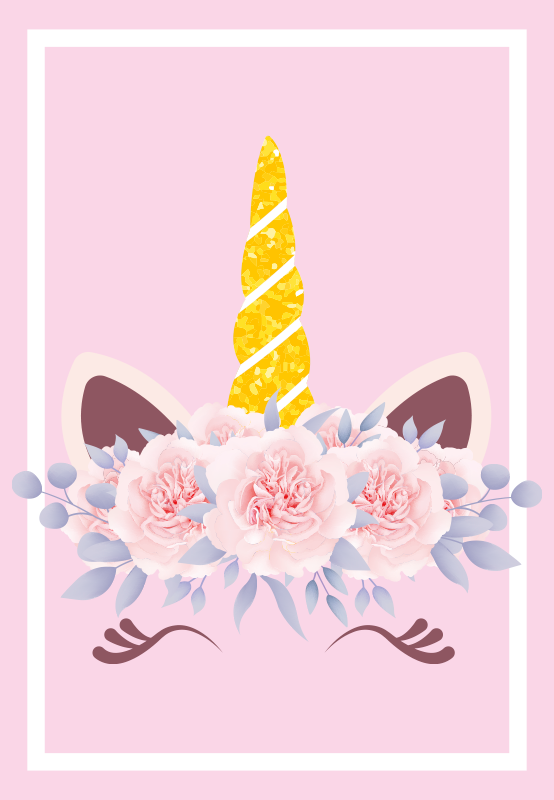 Květinová magie jednorožce Vinylový koberec pro děti - TenStickers