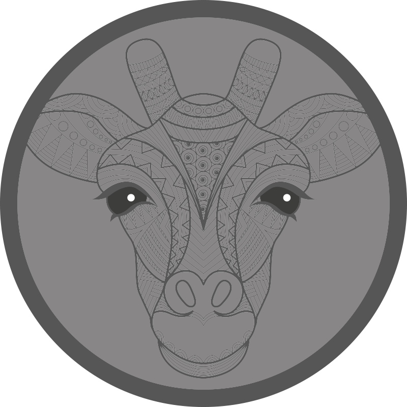 šedá žirafa na hraní pro děti - TenStickers