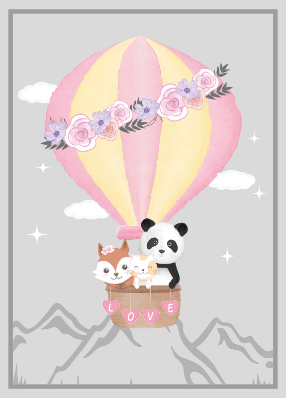 Láska k horkému vzduchu Vinylový koberec pro děti - TenStickers