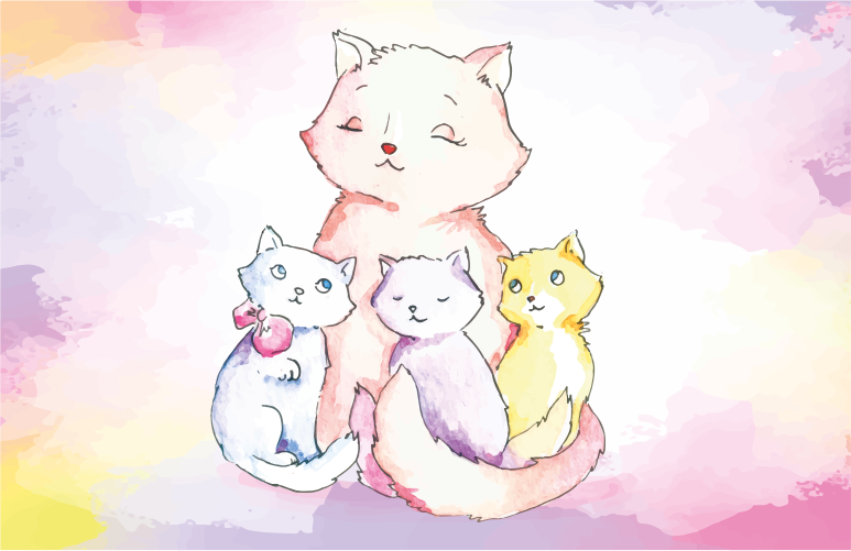 Rodina koček koberec do ložnice - TenStickers