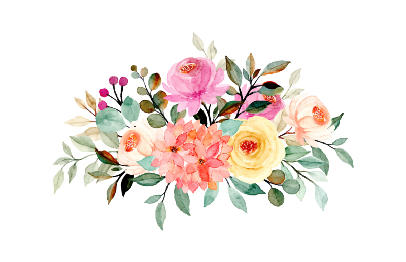 Tažené květiny s barvou květinový koberec - TenStickers