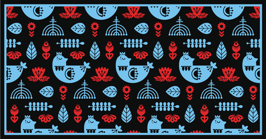 Barevné lidové vzory Zvířecí vinylový koberec - TenStickers