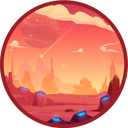 červený a žlutý kreslený vesmírný vinylový koberec - TenStickers