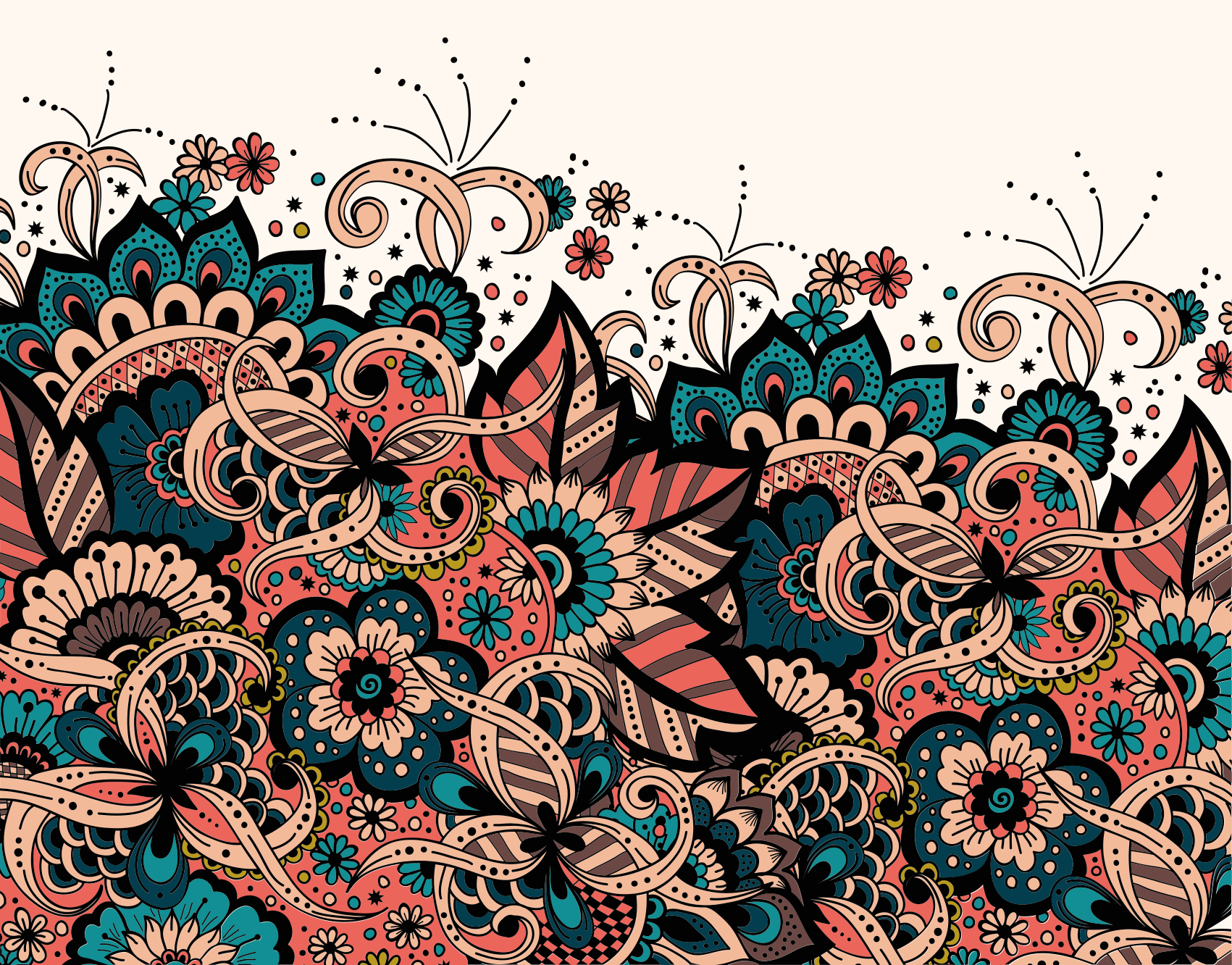 živé květinové prvky Mandala vinylový koberec - TenStickers