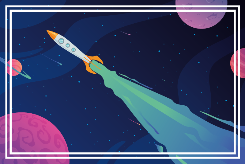 Kosmická loď na oběžné dráze Vinylový koberec s hvězdami - TenStickers