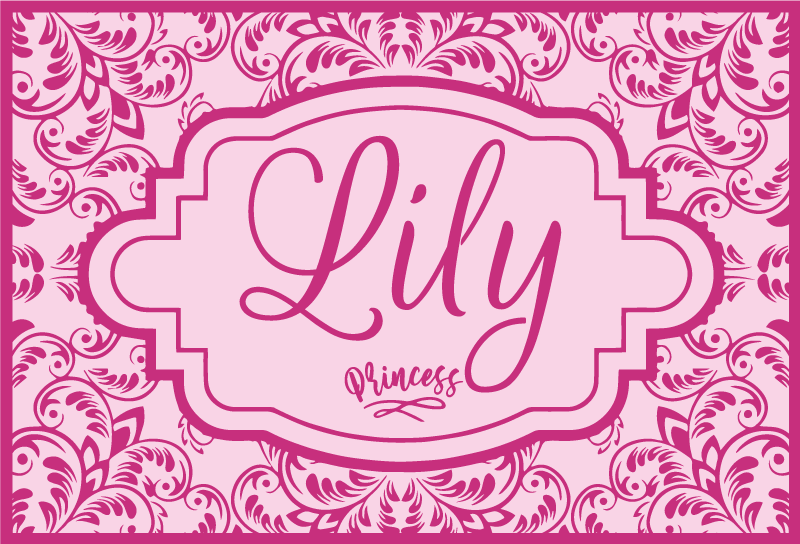 Květinový vzor princezny Vinylový koberec se jmény - TenStickers