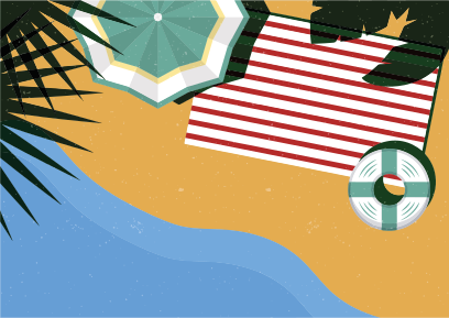 Scéna s piknikem na pláži Přírodní vinylový koberec - TenStickers