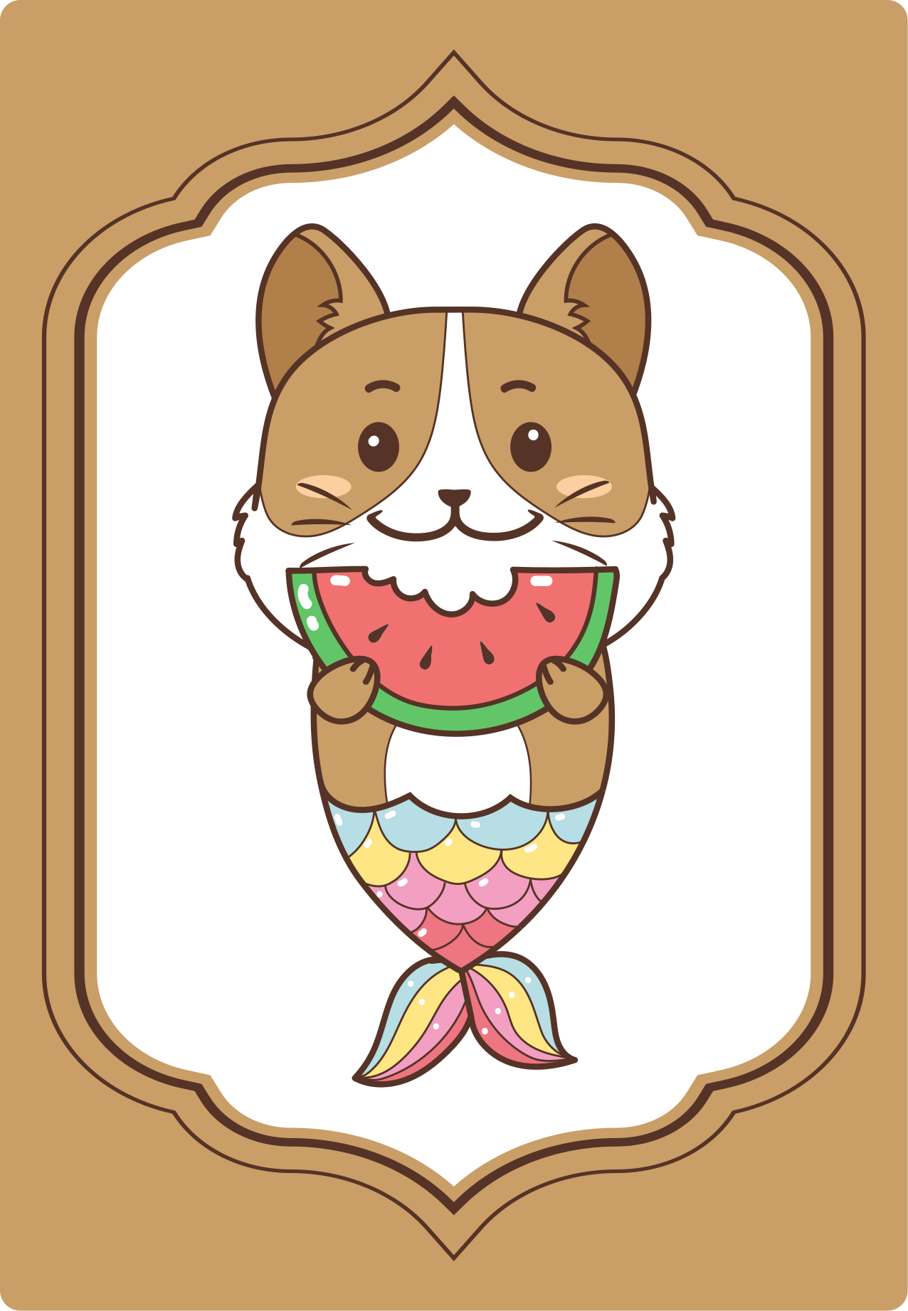 Roztomilá mořská panna Zvířecí vinylový koberec - TenStickers