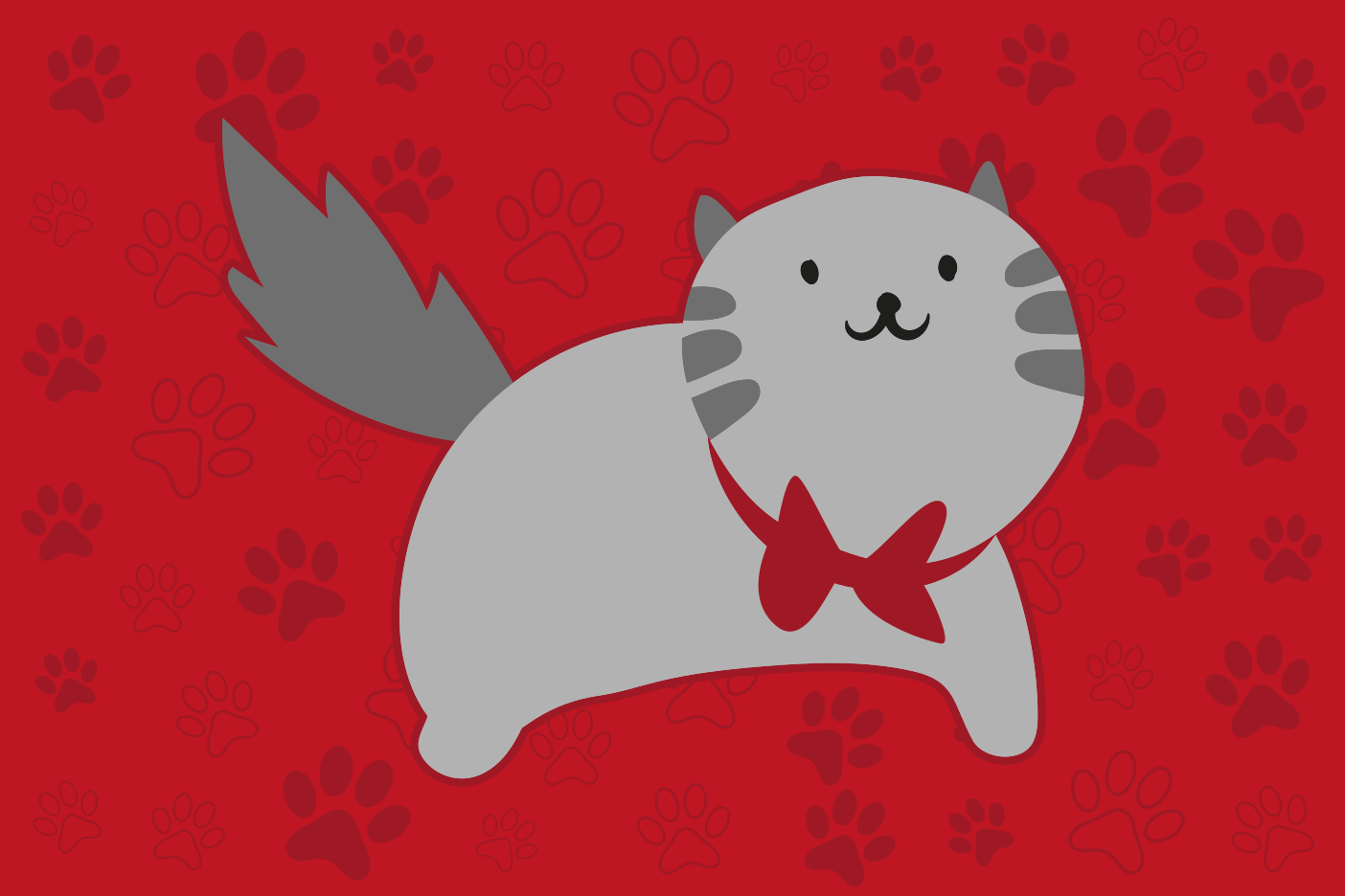 šedá kočka s červeným šátkem koberec do ložnice - TenStickers