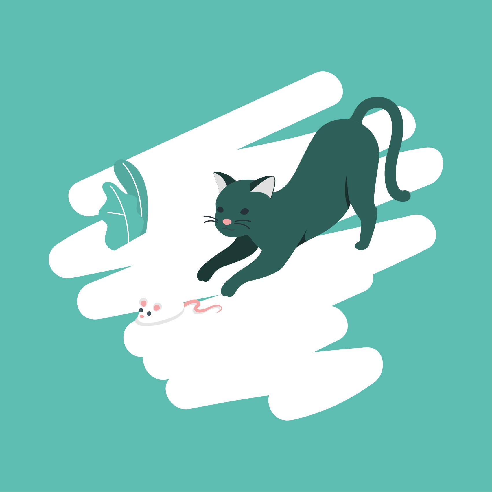 Hravé honění koček Vinylový koberec do ložnice - TenStickers