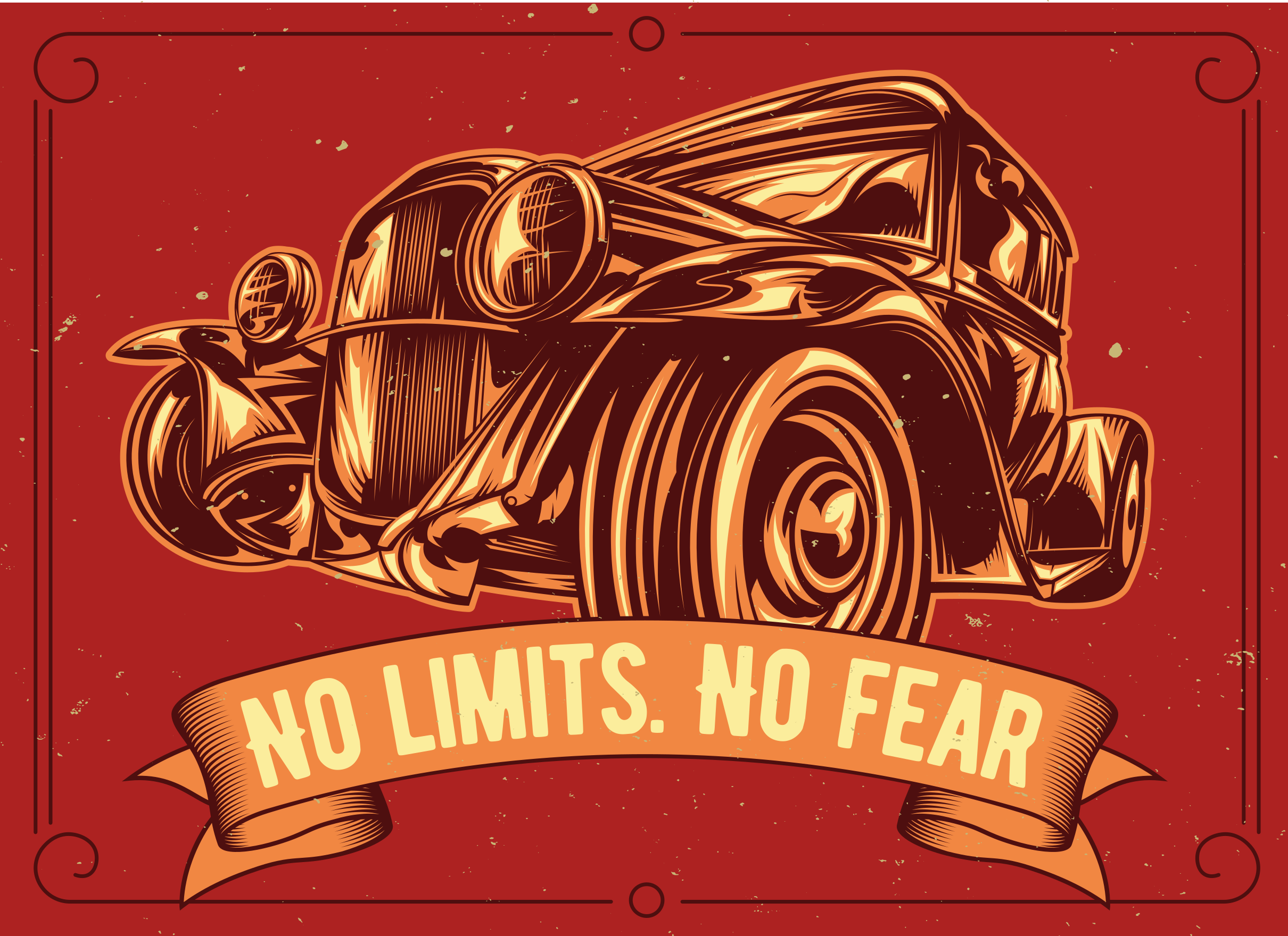 Ilustrace klasického auta Vinylový koberec s frázemi - TenStickers