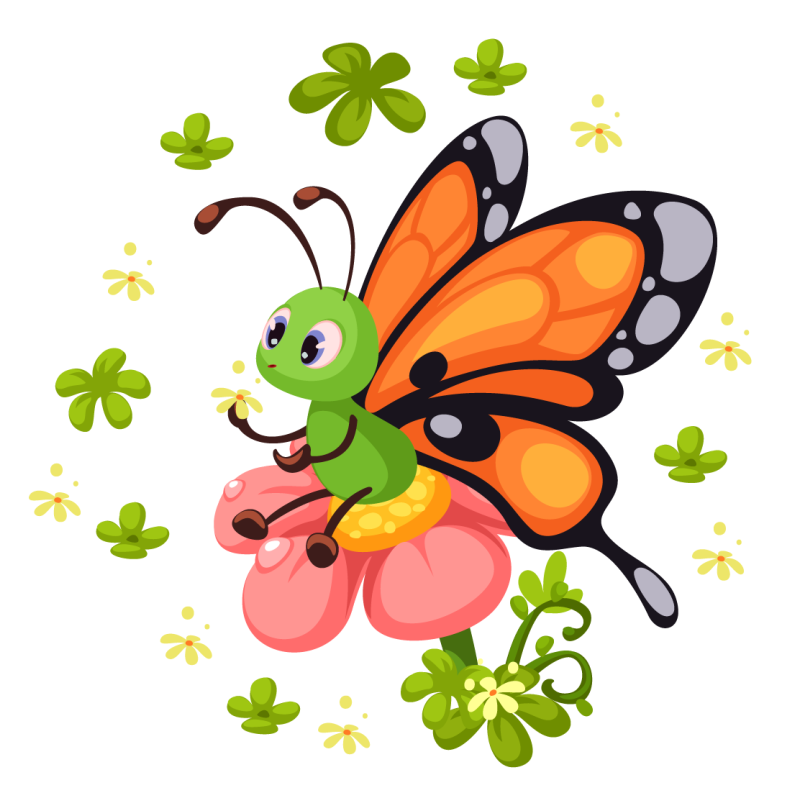 Motýl sedící na květinové zvířecí koberec - TenStickers