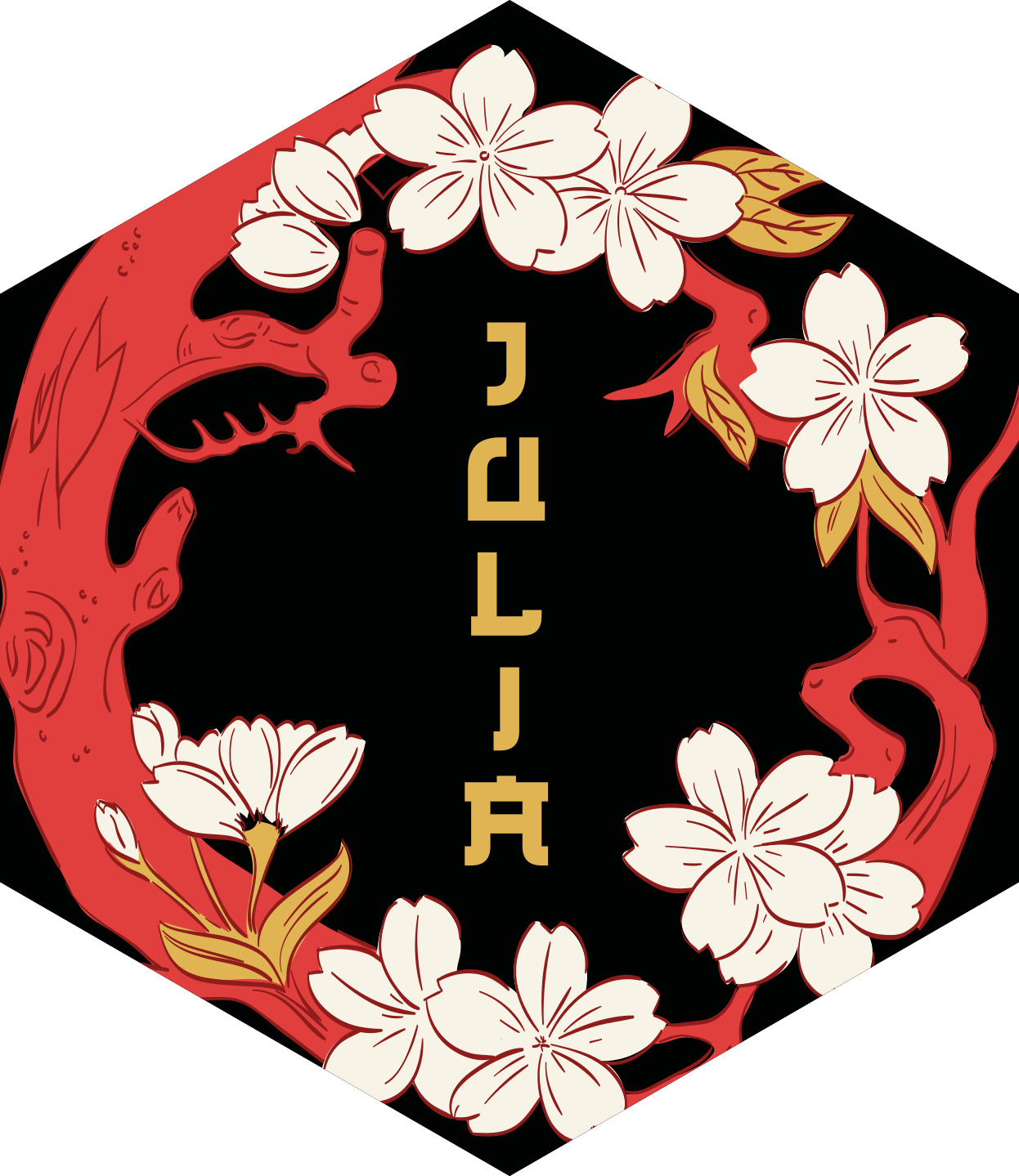 Sakura větev s květinami a jmenovkou - TenStickers