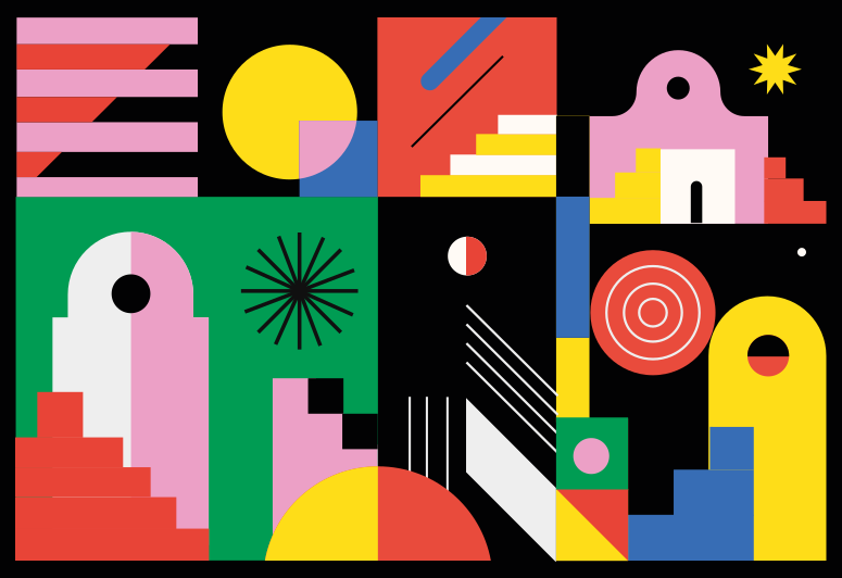 Výrazné moderní tvary Geometrický vinylový koberec - TenStickers