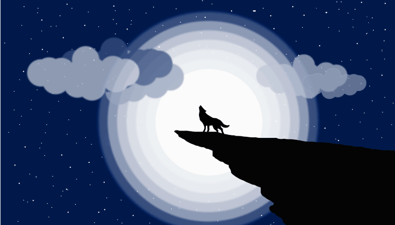 Vlk silueta měsíc za moderní koberec - TenStickers