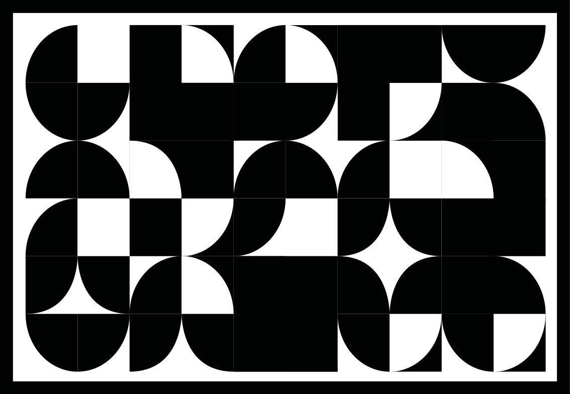 Zakřivené černé tvary Geometrický vinylový koberec - TenStickers