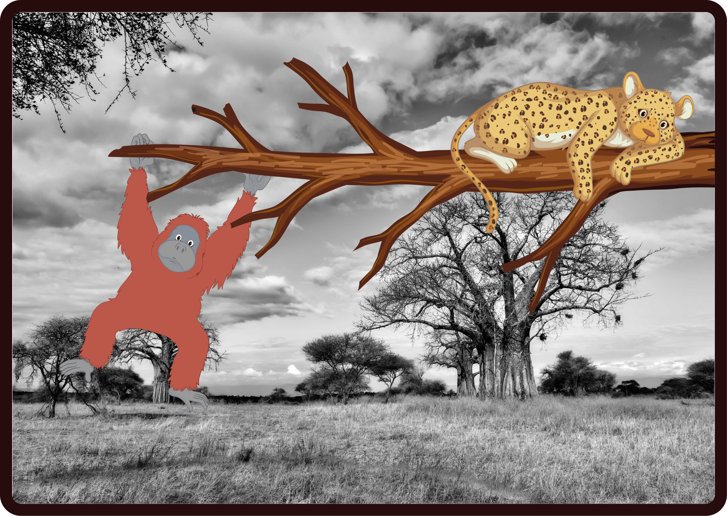 Opice honící leopardí koberec - TenStickers