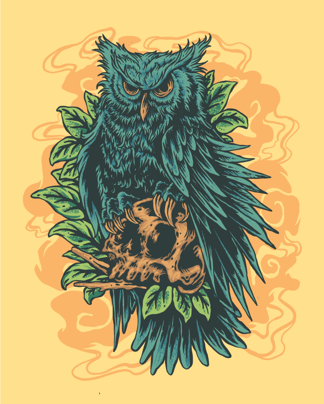 Mystické umění sovy Vinylový koberec se zvířecím potiskem - TenStickers