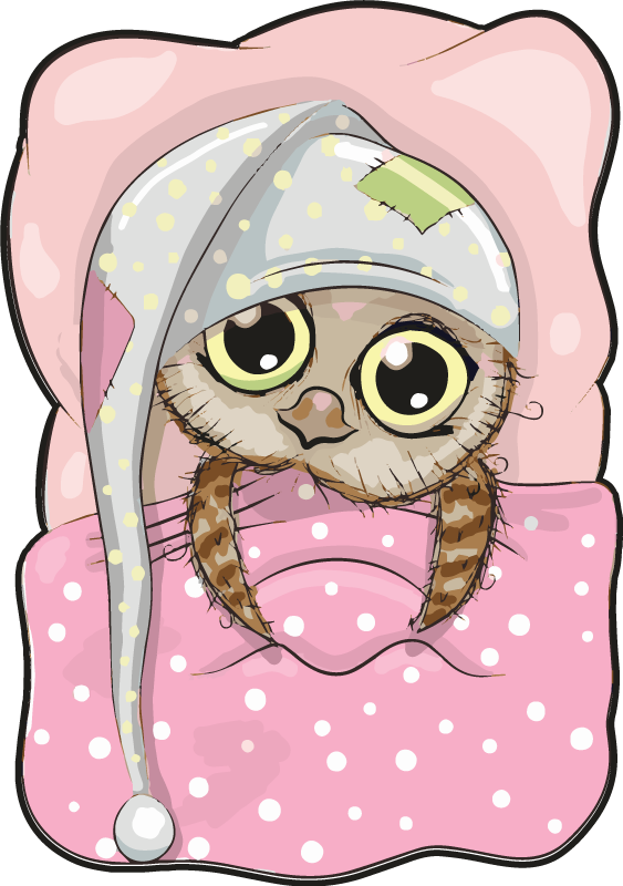 Roztomilá dětská sova na posteli ložnicový koberec - TenStickers