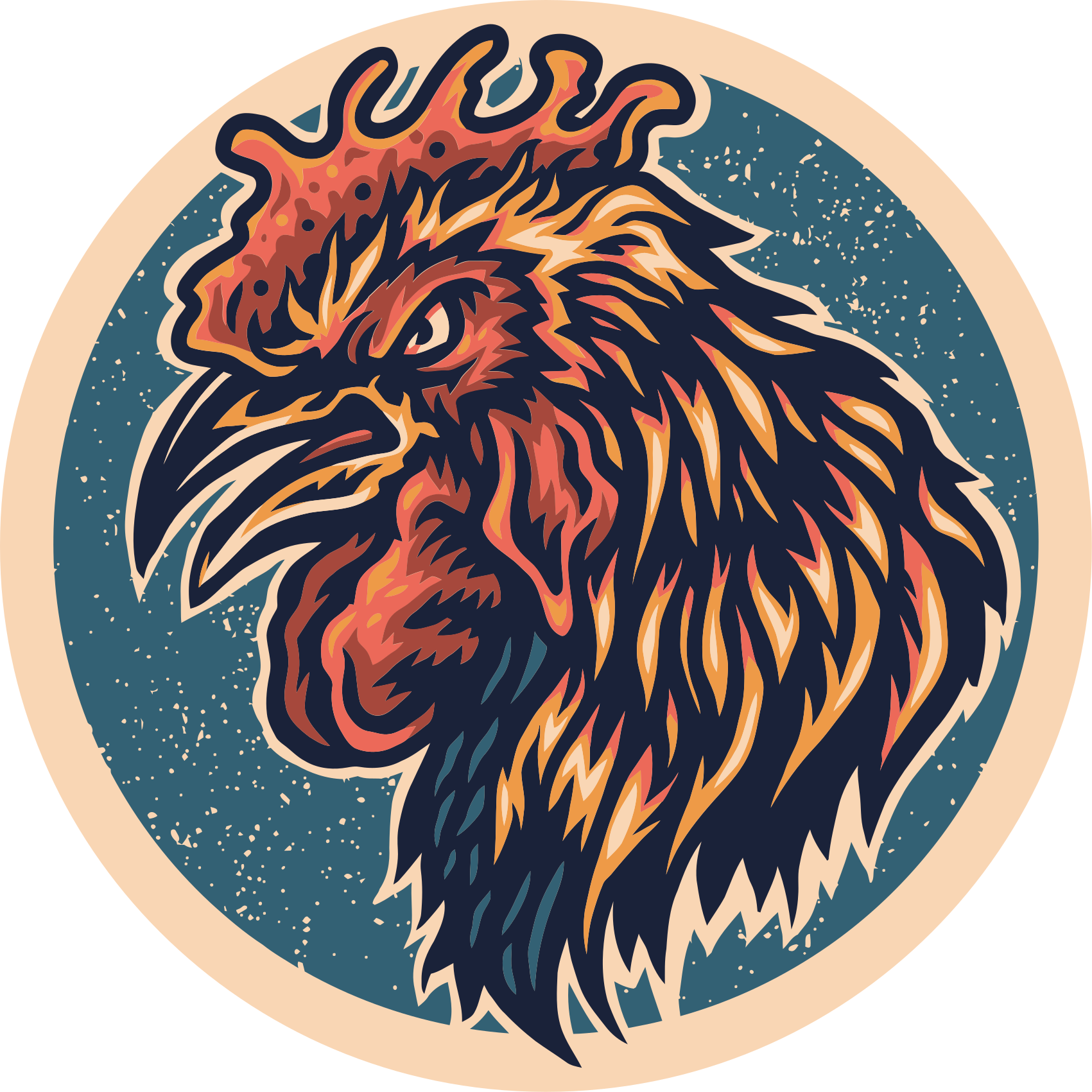 Rozzlobený kohout zvířecí vinylový koberec - TenStickers