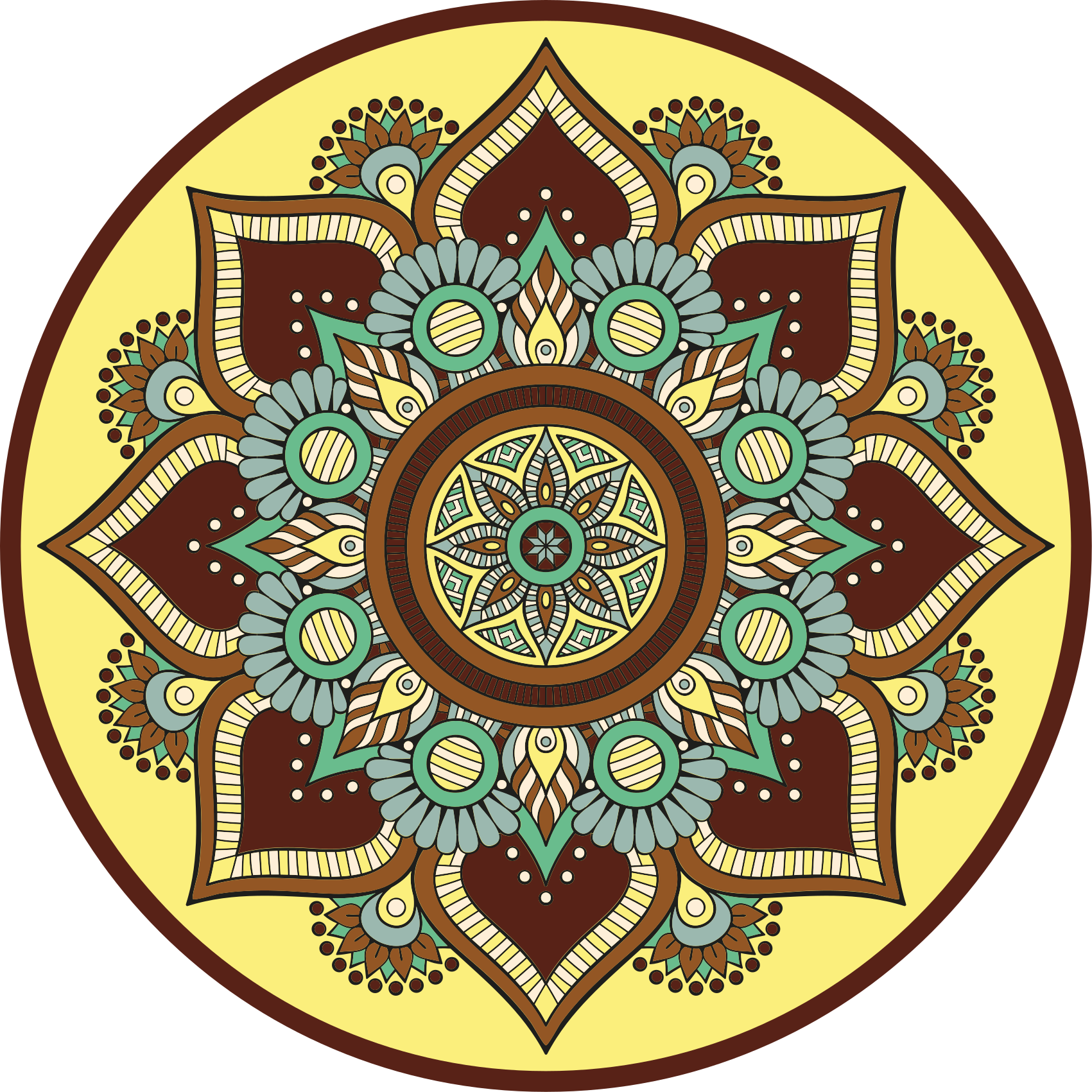 Barevný zdobený vzor Mandala vinylový koberec - TenStickers