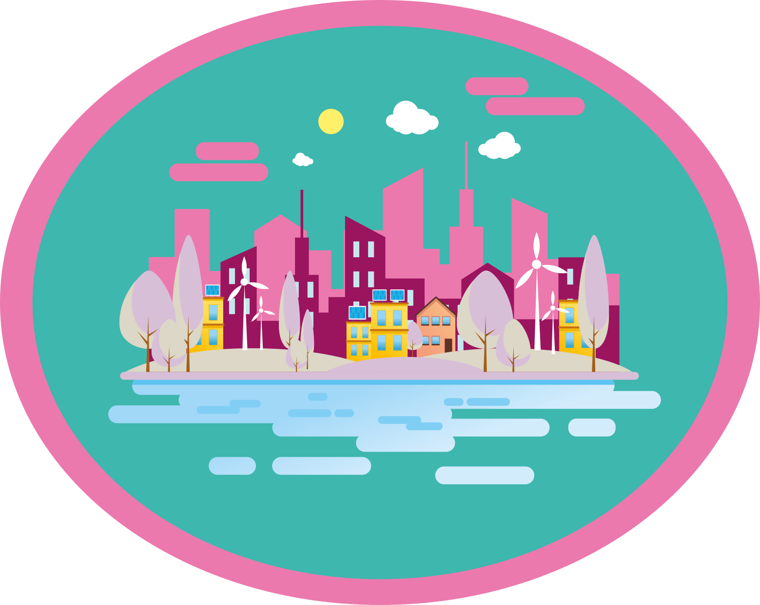 Barevné městské město Ostatní Vinylový koberec - TenStickers