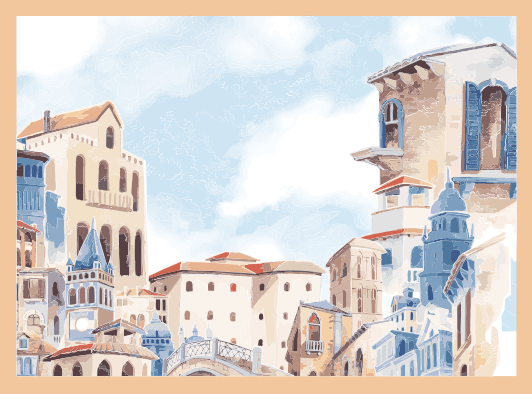 Pobřežní městská krajina Vinylový koberec do ložnice - TenStickers