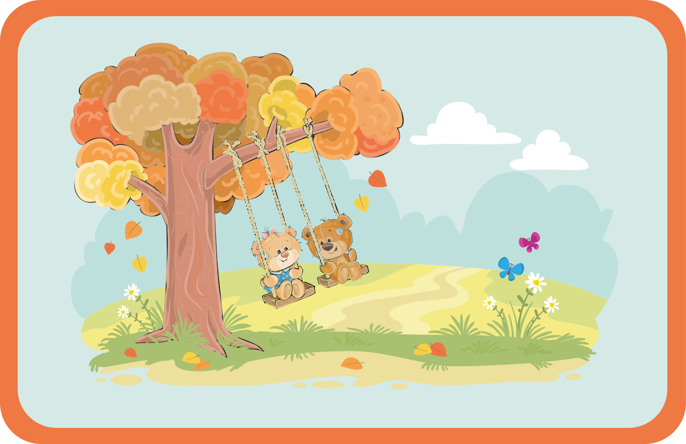 Medvídci na houpačkách Vinylový koberec pro děti - TenStickers