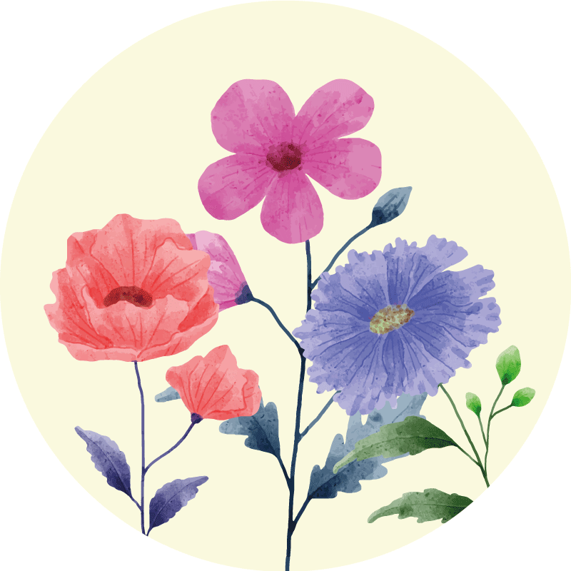 Zářivá květinová kompozice Kulatý vinylový koberec - TenStickers