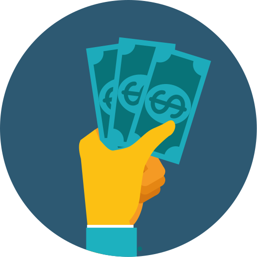 Karikatura ruka s penězi domácí kancelář vinylový koberec - TenStickers