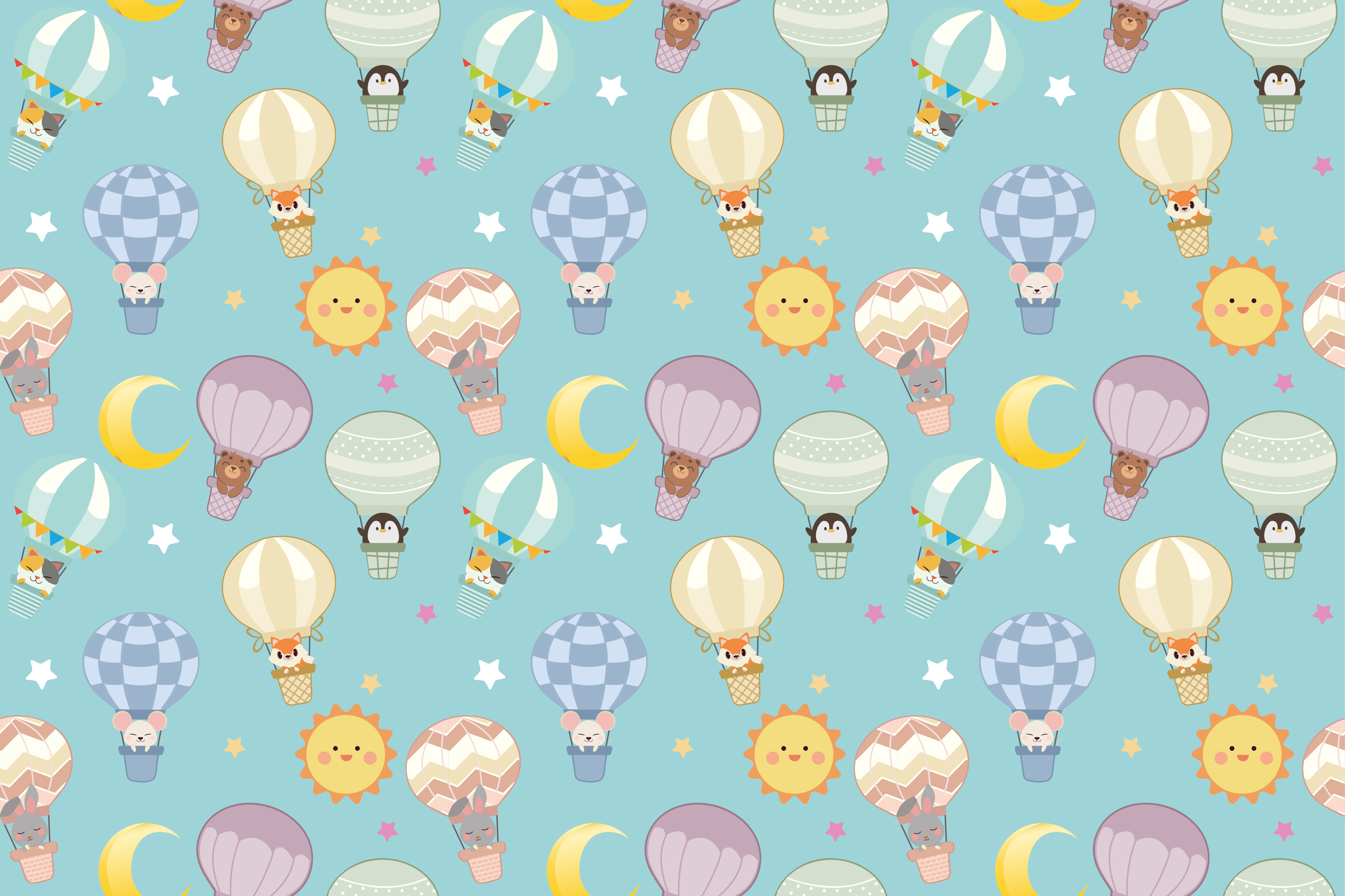 Barevné balónky s vinylovým kobercem roztomilých zvířat - TenStickers