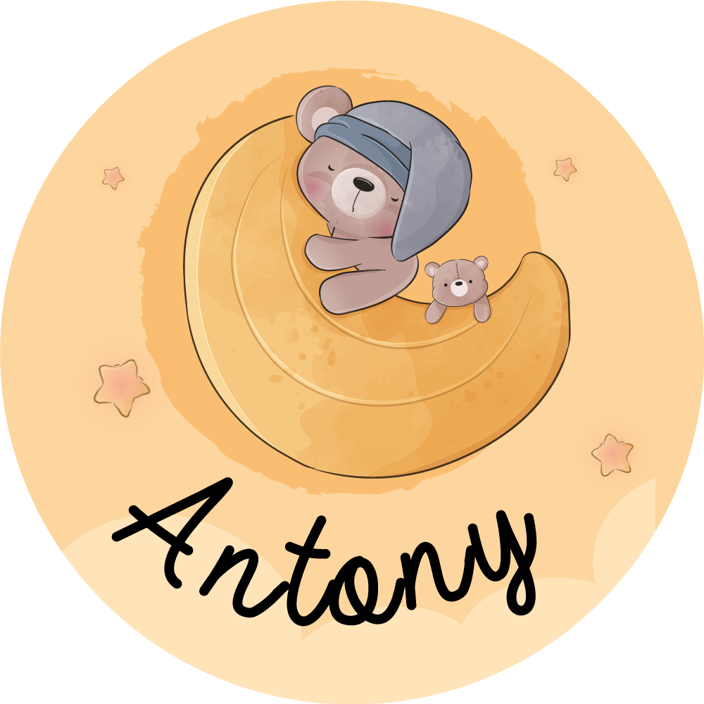 Ospalý medvěd se jménem Vinylový koberec se jmény - TenStickers